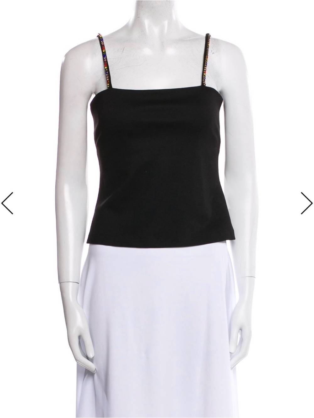 STAUD Black Cami with Multicolor Gem Straps
